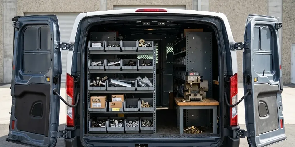 Commercial Lock & Door service van stocked for commercial hardware work