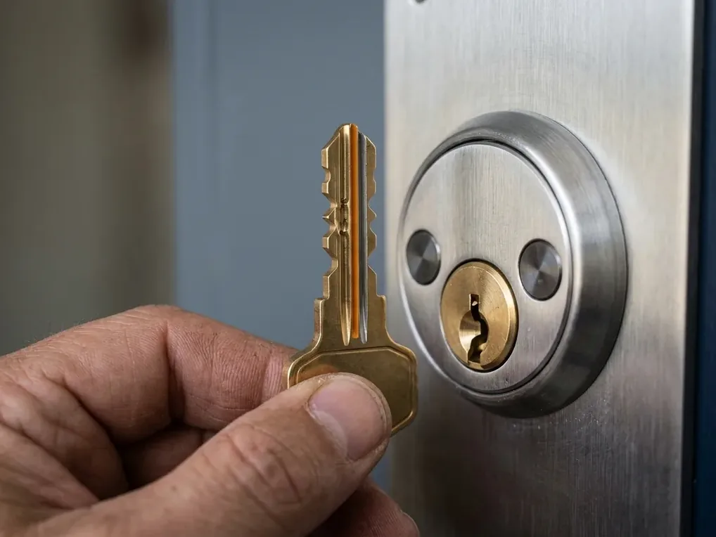 Hardware close-up for high security locks work in San Diego